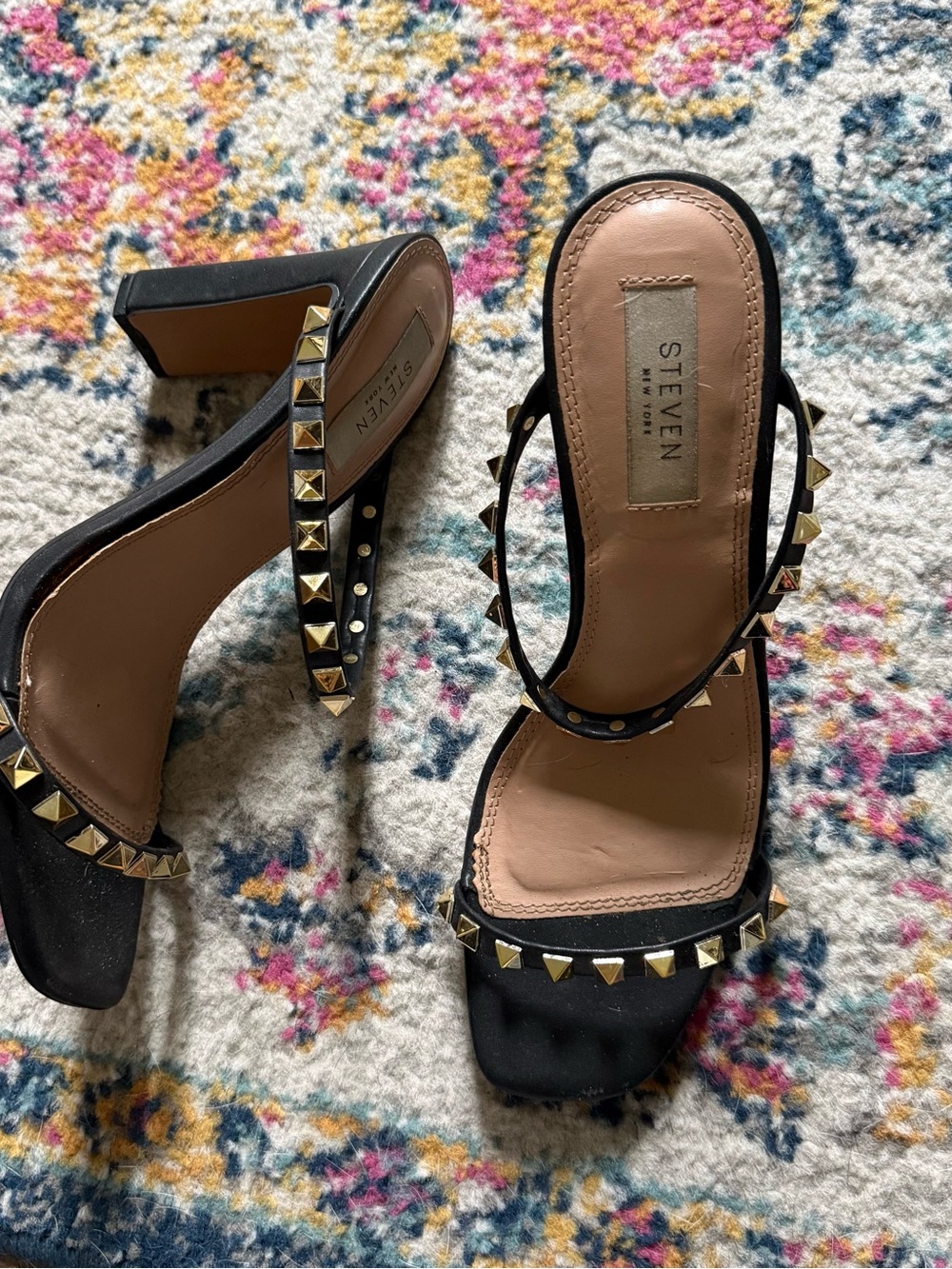STEVEN New York Studded Block Heel Sandals 7.5
